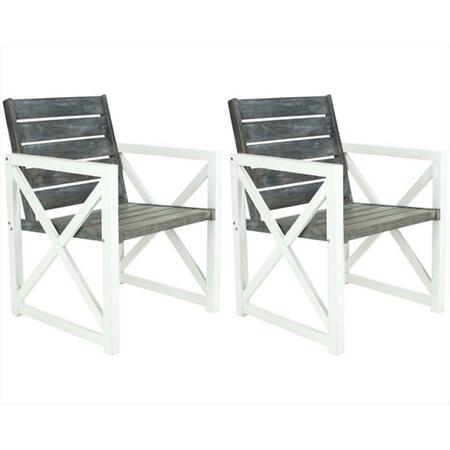 SAFAVIEH Irina Armchair White And Grey FOX6701A-Set2